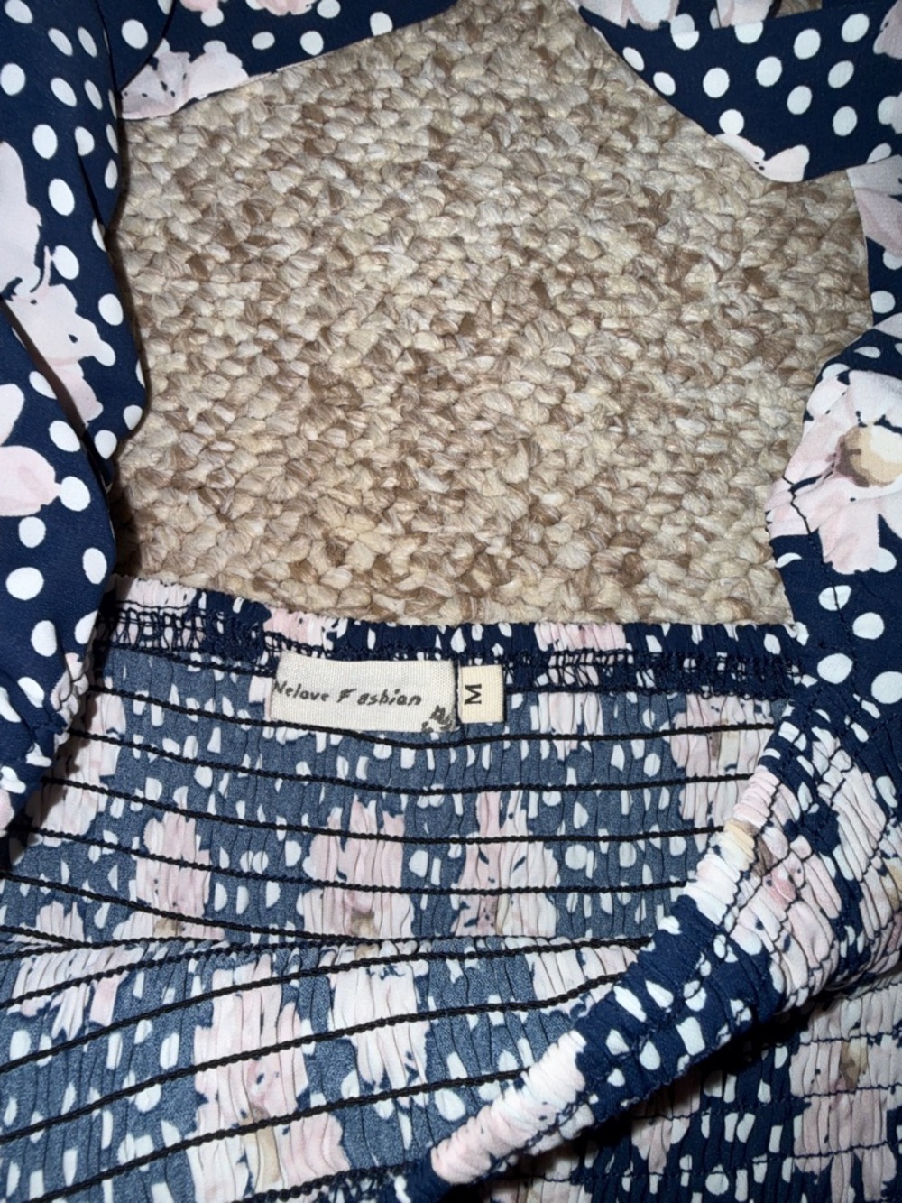 Navy Floral Smocked Jumpsuit - Picture 5 of 6